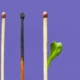 Five matches on a purple background. One is burned and another is growing a green leaf.